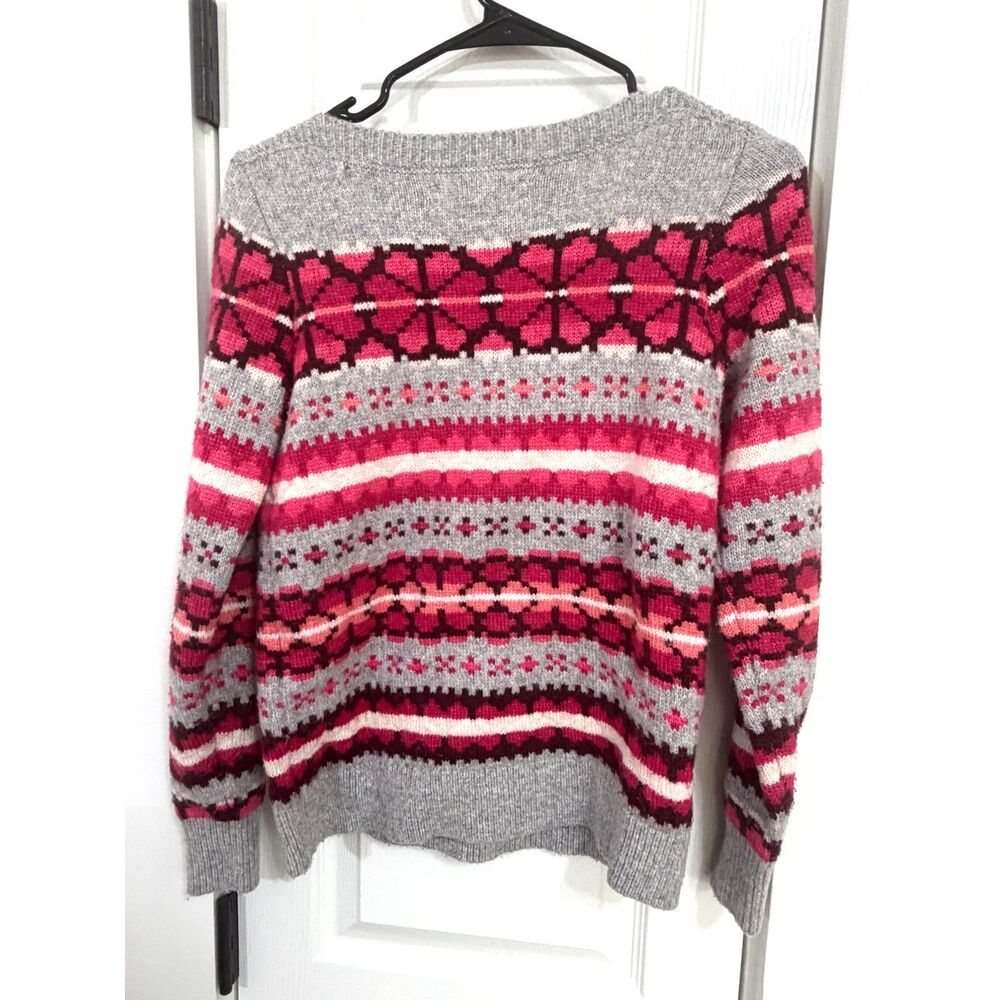 ✨ Loft Pink & Grey Pink and Gray Fair Isle Knit Sweater in Womens Size XS ✨